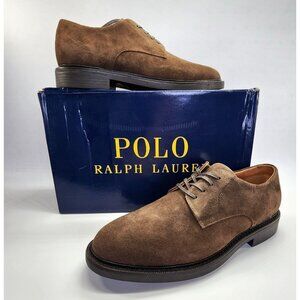 Polo Ralph Lauren Asher Derby Brown Suede Dress Shoes Size 9.5 D Lace Up Leather